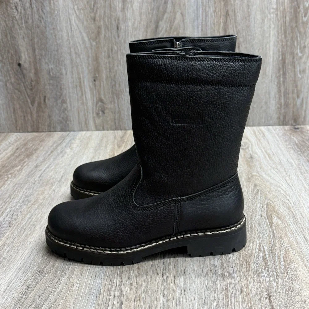 TECNICA Leather Outdoor Boots Mens 9.5 Side Zip Rubber Lug Sole Never Worn